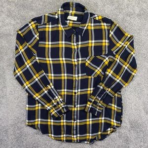 Lucky Brand Flannel Shirt Womens Medium Blue Plaid Soft Lightweight Western